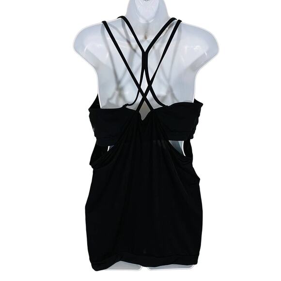 Athleta Energize Mesh Layer Tank Built In Bra Criss Cross Back Strap Black Sz S* - Picture 13 of 13